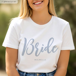 Camiseta Novia Bodas Nombre Personalizado Azul Polvo
