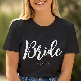 Camiseta Novia Bodas Nombre Personalizado Negro Blanco