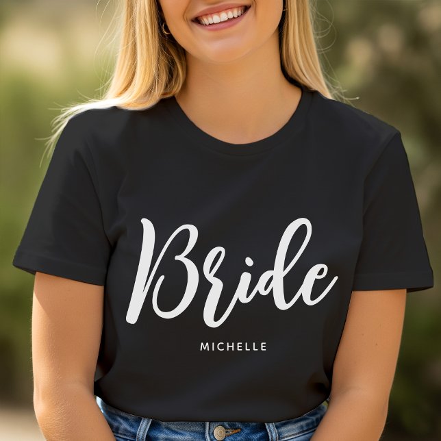 Camiseta Novia Bodas Nombre Personalizado Negro Blanco (Subido por el creador)