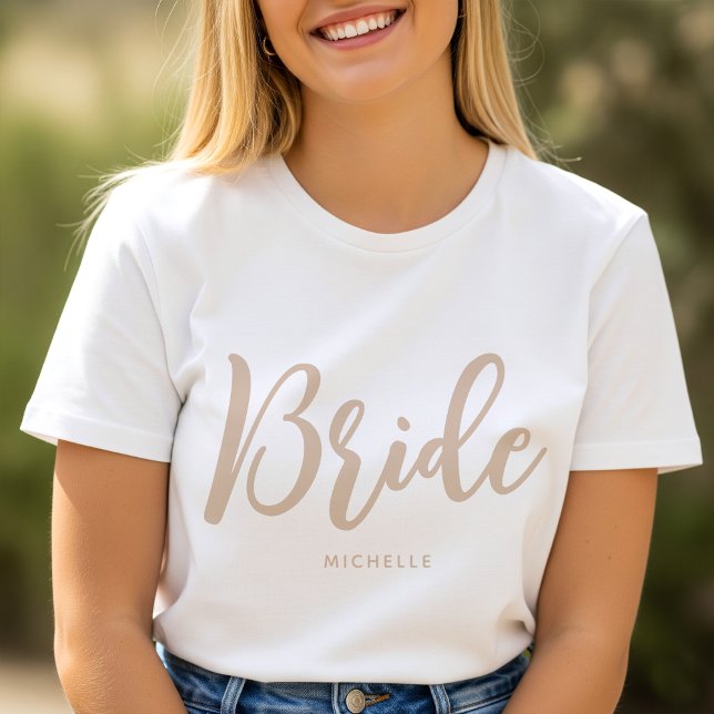 Camiseta Novia Bodas Personalizado Nombre Beige Blanco (Subido por el creador)