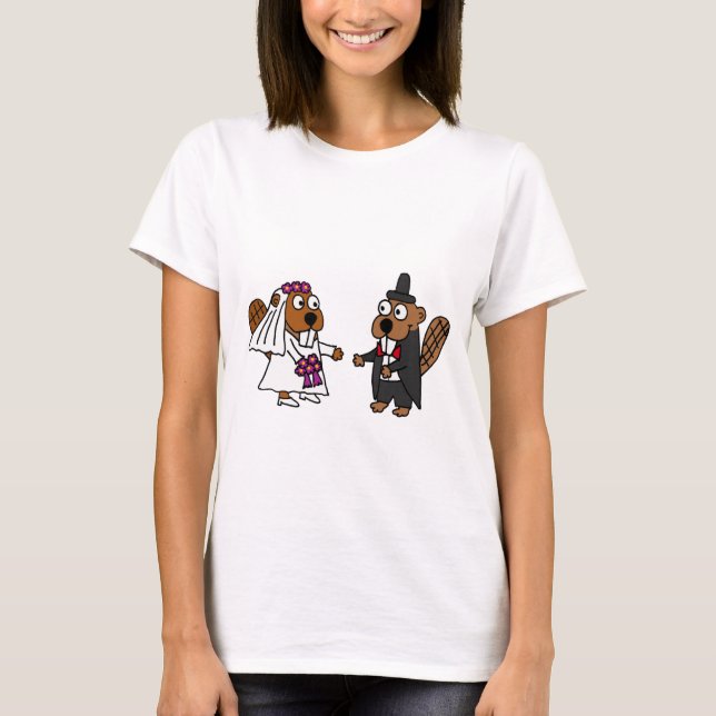 Camiseta Novia castor divertida y Boda Groom (Anverso)