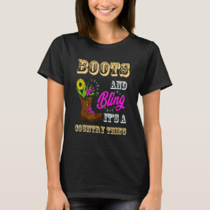 Camiseta Novia Chicas De Vaquera Ee.Uu. Bandera Boots Golpe