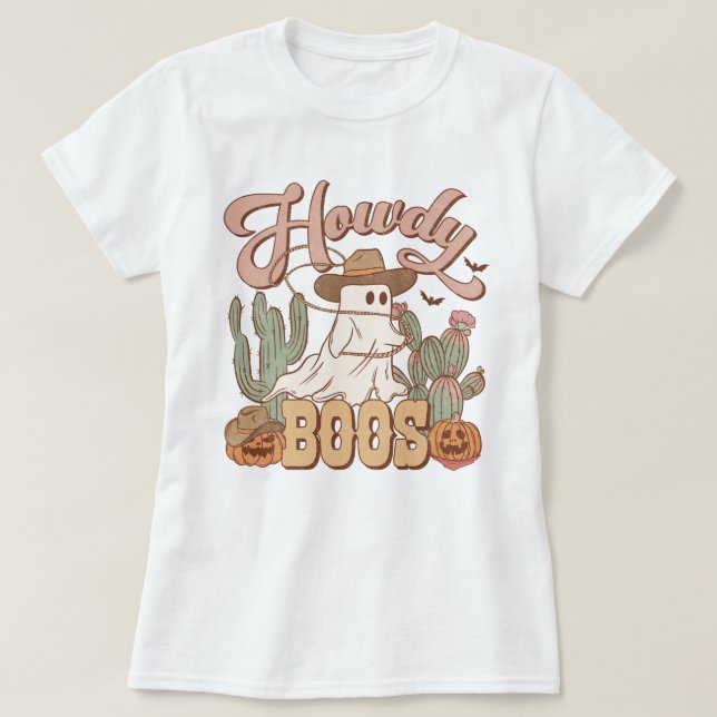 Camiseta Novia de campo occidental Howdy Boos Funny Hallowe (Diseño del anverso)