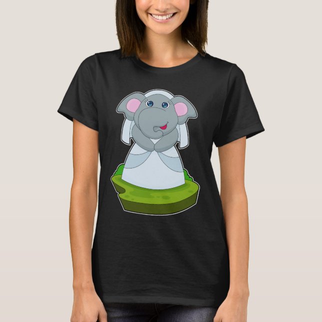 Camiseta Novia de elefante velo de boda (Anverso)