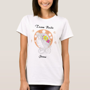 Camiseta Novia del Equipo Boceto a Mano Personalizable