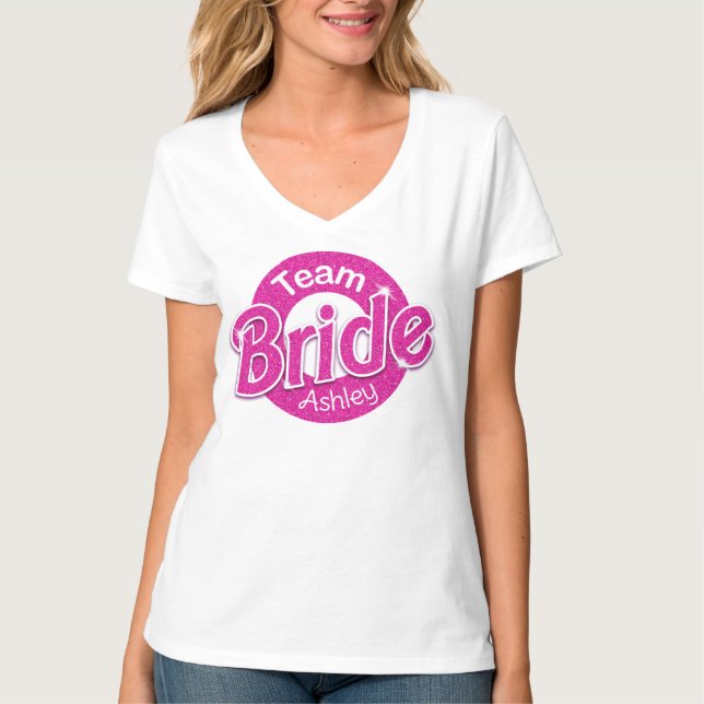 Camiseta Novia del equipo Purpurina rosa (Anverso)
