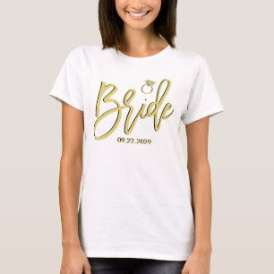 Camiseta Novia Elegante Isla Citrus Amarillo Verde Script