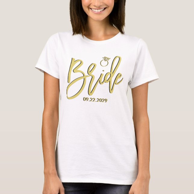 Camiseta Novia Elegante Isla Citrus Amarillo Verde Script (Anverso)