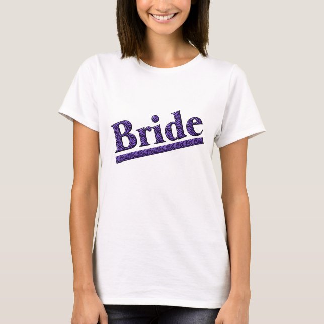 Camiseta Novia Estampado de cebra morada Fiesta de Boda (Anverso)