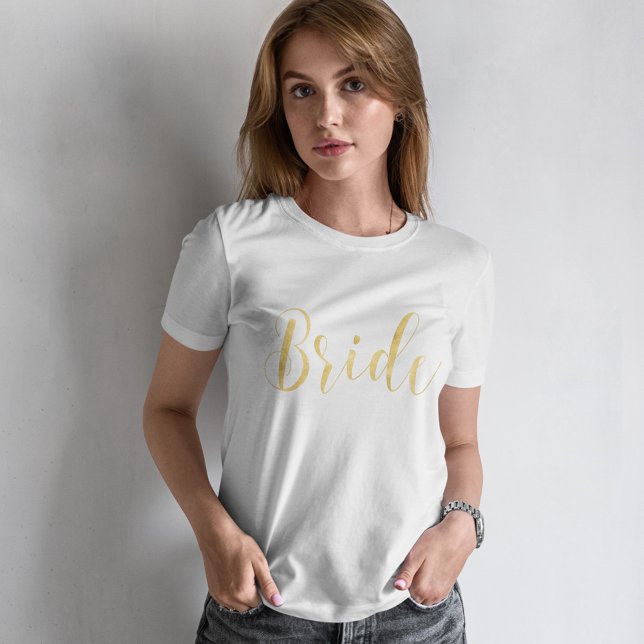 Camiseta Novia estilo de escritura de oro (Subido por el creador)