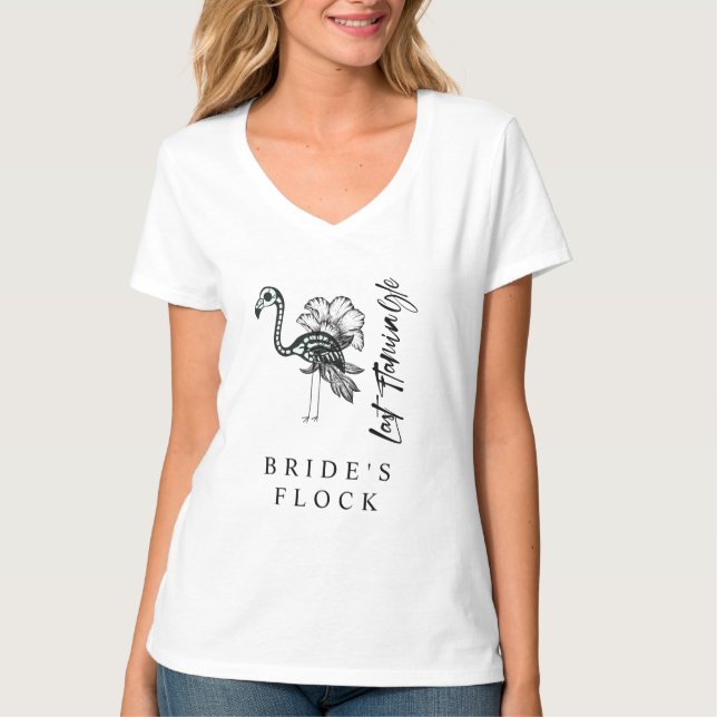 Camiseta Novia Flamingo Esqueleto Bandada Despedida de Solt (Anverso)