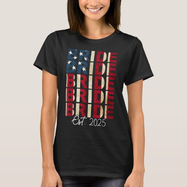 Camiseta Novia Groom Est. Bandera De Estados Unidos 2025 So (Anverso)