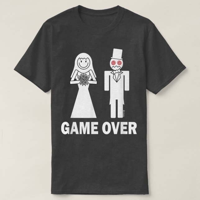 Camiseta Novia Groom Game Over Marriage Funny 77 (Diseño del anverso)