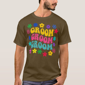 Camiseta Novia Groovy Novio Retro Groovy Chicas de Boda Tri