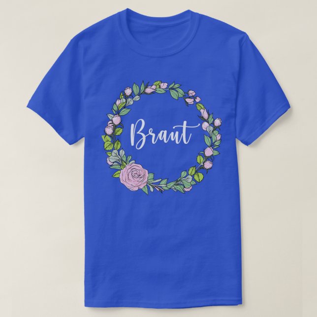 Camiseta Novia I corona floral boda estilo boho eucalipto (Diseño del anverso)