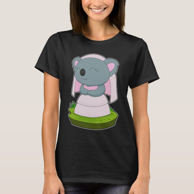 Camiseta Novia Koala Velo de Boda (Anverso)