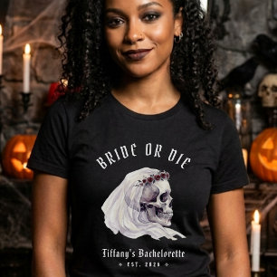 Camiseta Novia o Muere Calavera de Esqueleto Halloween Desp