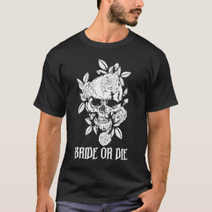 Camiseta Novia o Muere Calavera Tema de Halloween P