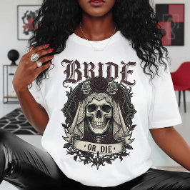 Camiseta Novia o Muere Cráneo Señora Esposa Boda Gótica
