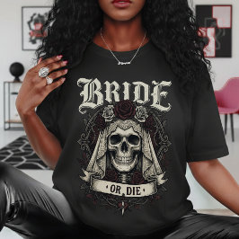 Camiseta Novia o Muere Cráneo Señora Esposa Boda Gótica