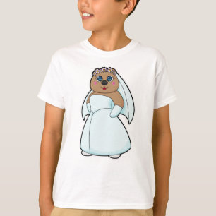 Camiseta Novia Oso con Corona de Flores