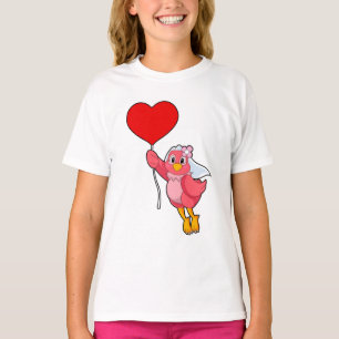 Camiseta Novia Pájaro con Velo y Globo de Corazón