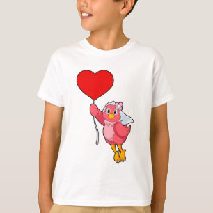 Camiseta Novia Pájaro con Velo y Globo de Corazón