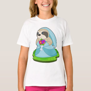 Camiseta Novia Perezoso Ramo de flores Boda