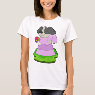 Camiseta Novia Perro Ramo de flores Boda