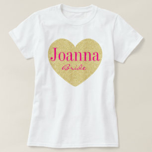 Camiseta Novia personalizada corazón de oro del purpurina