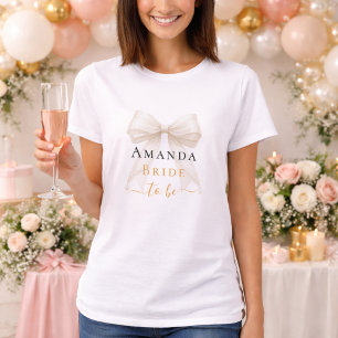 Camiseta Novia por venir lazo de marfil perlas elegante Des