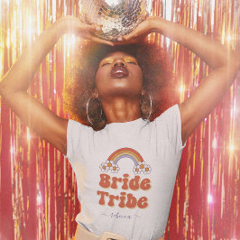 Camiseta Novia Retro 70s Tribu Dama de Honor Nombre Despedi