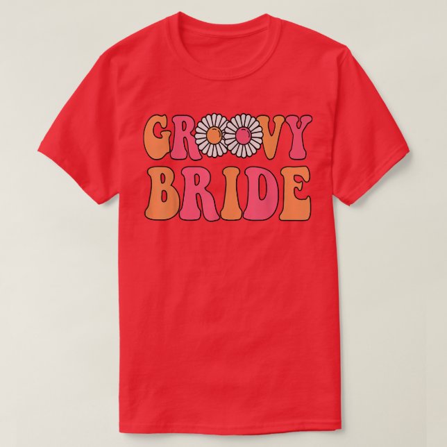 Camiseta Novia Retro Groovy Fiesta de Despedida de Soltera  (Diseño del anverso)