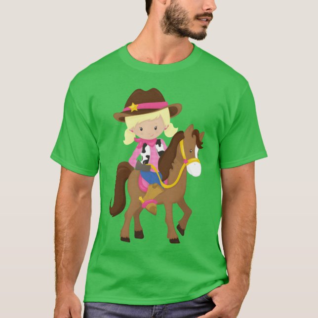 Camiseta Novia Sheriff Horse Western Blonde Hair retro (Anverso)