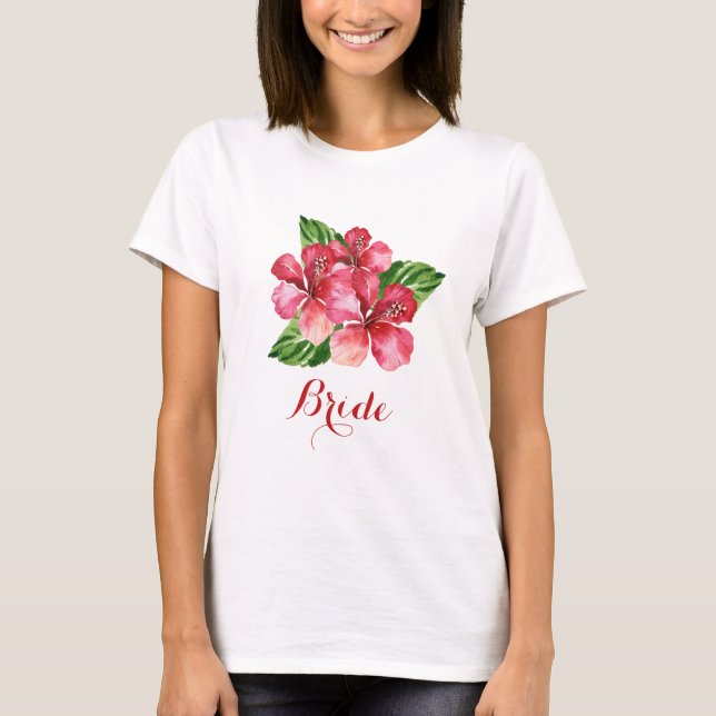 Camiseta Novia Tropical Flandes Hibiscus (Anverso)