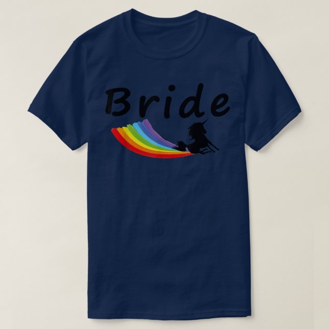 Camiseta Novia Unicornio Arcoíris Gay LGBT Divertido  (Diseño del anverso)