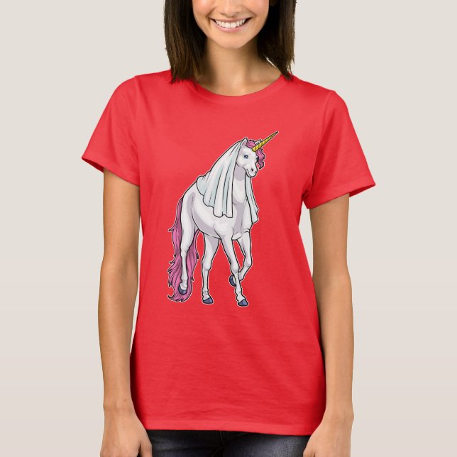 Camiseta Novia Unicornio Velo Boda (Anverso)