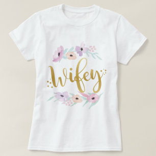 Camiseta Novia Wifey Floral T-Shirt Bridal Tees Bridesmaid