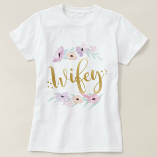 Camiseta Novia Wifey Floral T-Shirt Bridal Tees Bridesmaid