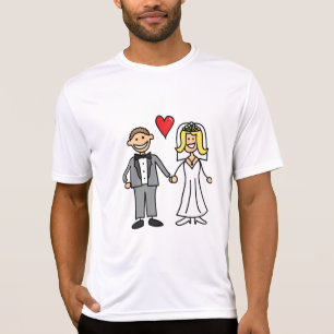 Camiseta Novia y Novio Caricatura - Agrega tu Propio Mensaj