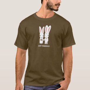 Camiseta Novia y Novio Conejos con Texto Personalizado