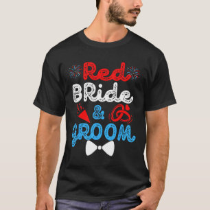 Camiseta Novia y Novio Rojo Divertido Casamiento Fiesta de 