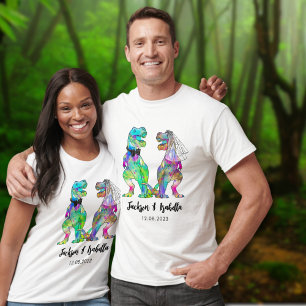 Camiseta Novia y Novio T-Rex Divertidos Bodas de Dinosaurio