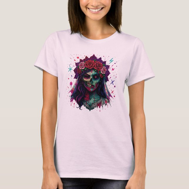 Camiseta Novia zombi Horror Halloween Art (Anverso)
