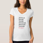 Camiseta Novias Ampersand y Boda Bachelorette Shirt<br><div class="desc">Una diversión para los camisetas de moda de Ampersand para una fiesta de soltera, ducha de novias, Brunch con la novia, Fiesta de damas de honor o cualquier otro evento de Boda. Incluye los nombres de las Bridesmaids y la Novia. Todos los colores se pueden cambiar con la herramienta de...</div>