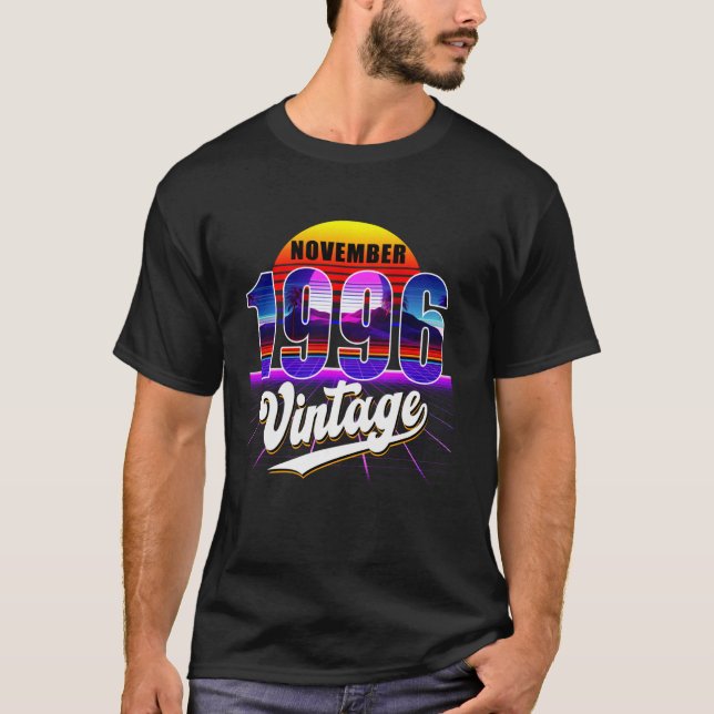 Camiseta Noviembre 1996 Retro 25º cumpleaños Vaporwave 20 S (Anverso)