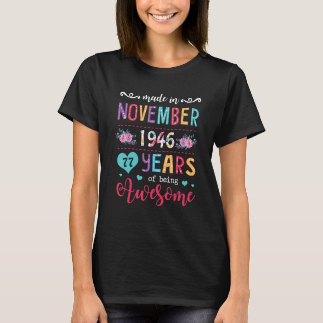 Camiseta Noviembre Chicas 1946 77º cumpleaños 1946 (Anverso)