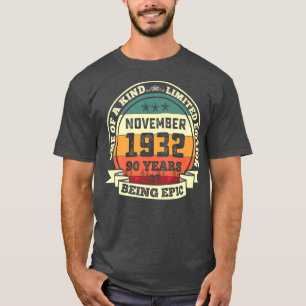 Camiseta Noviembre de 1932 Regalo de cumpleaños número 90 a