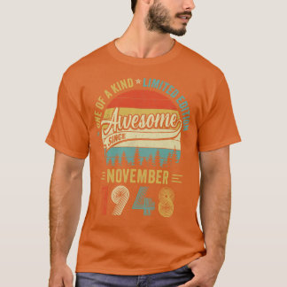 Camiseta Noviembre de 1948 Vintage 75 años Retro 75th Birt