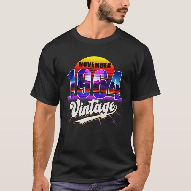 Camiseta Noviembre De 1964 Retro 57º Cumpleaños Vaporwave 5 (Anverso)